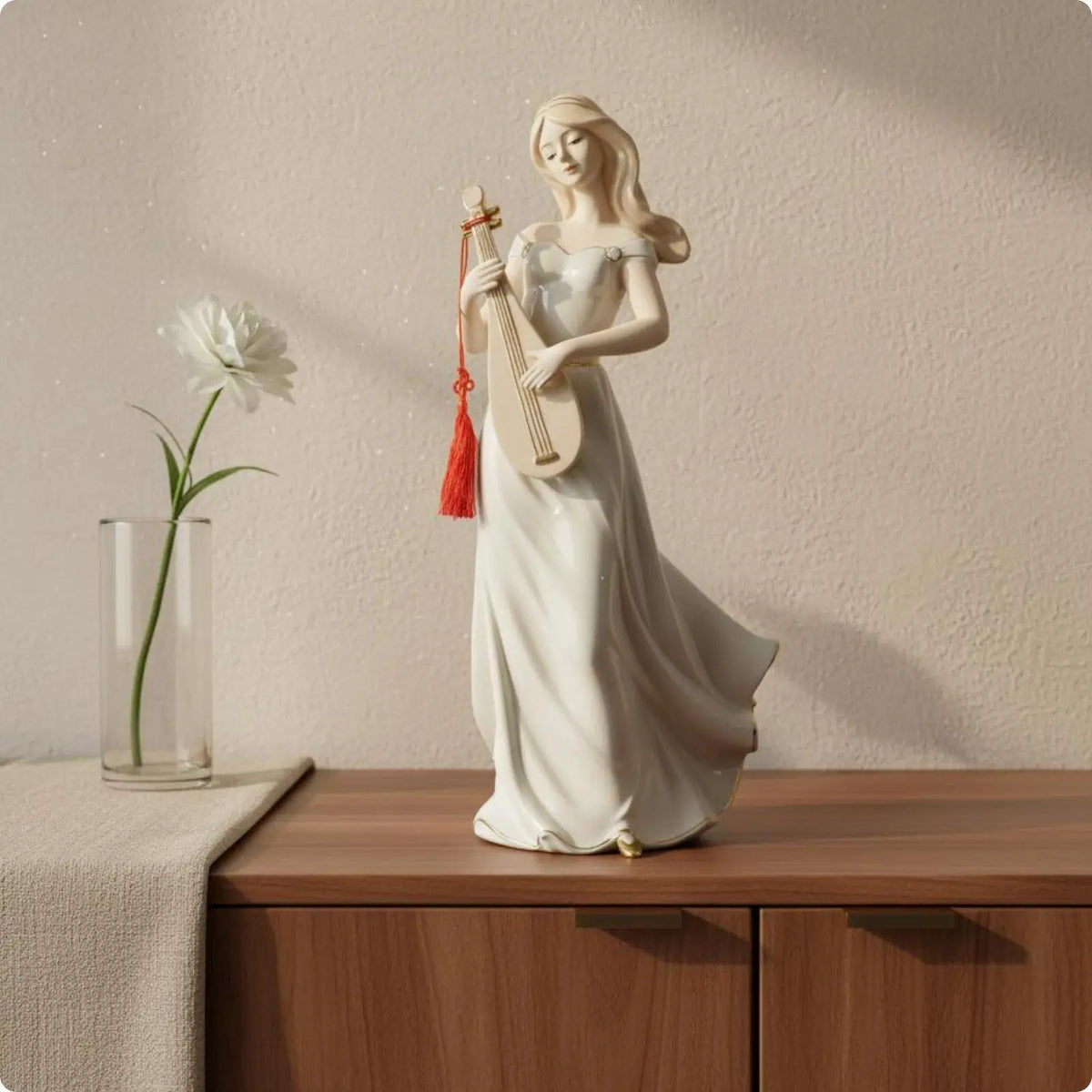 White Porcelain Ceramic Lady Figurine | Elegant Home Décor