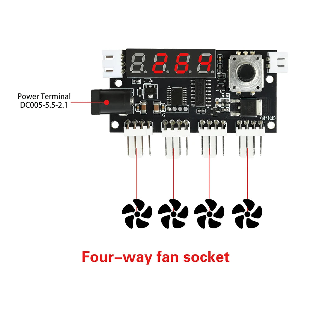 4-Channel PWM Fan Speed Controller DC 5–24V 5A with Display