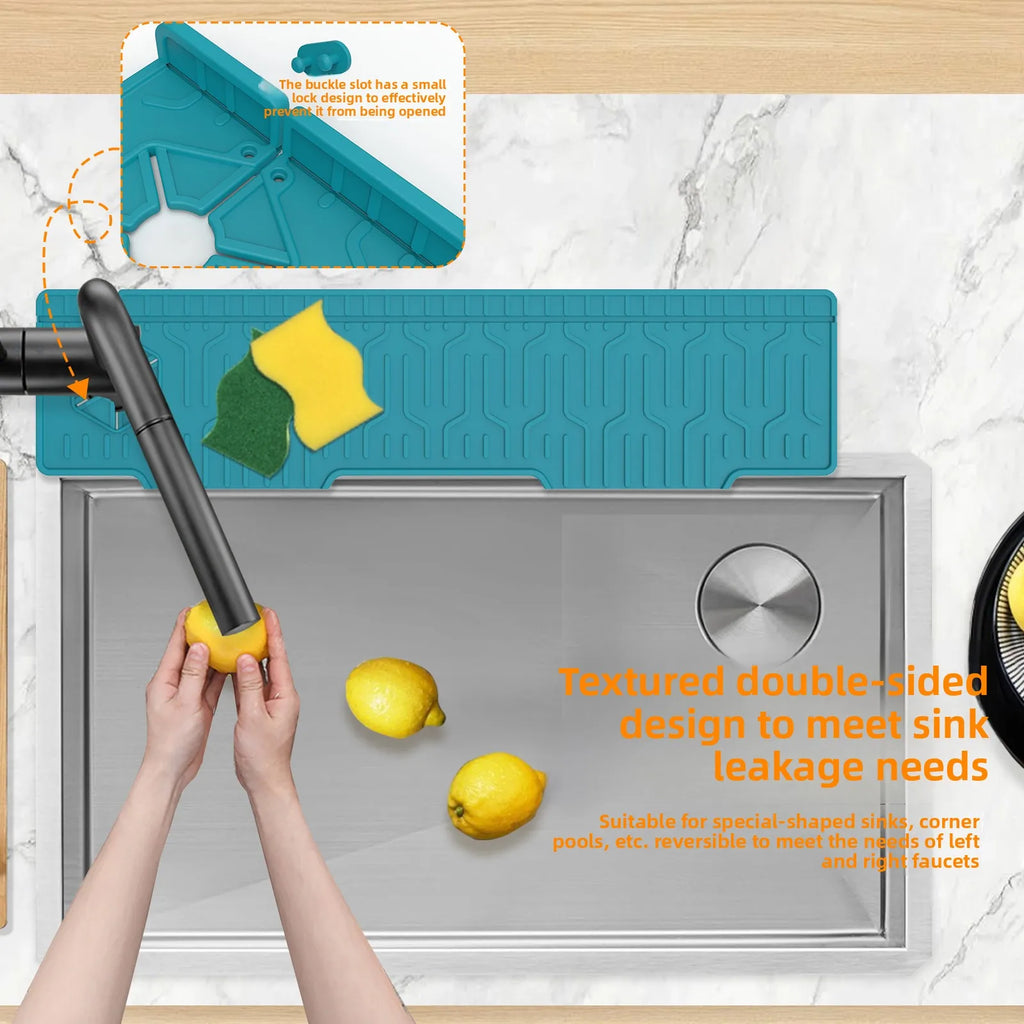 60cm Foldable Silicone Sink Splash Guard Mat & Drainage Tray