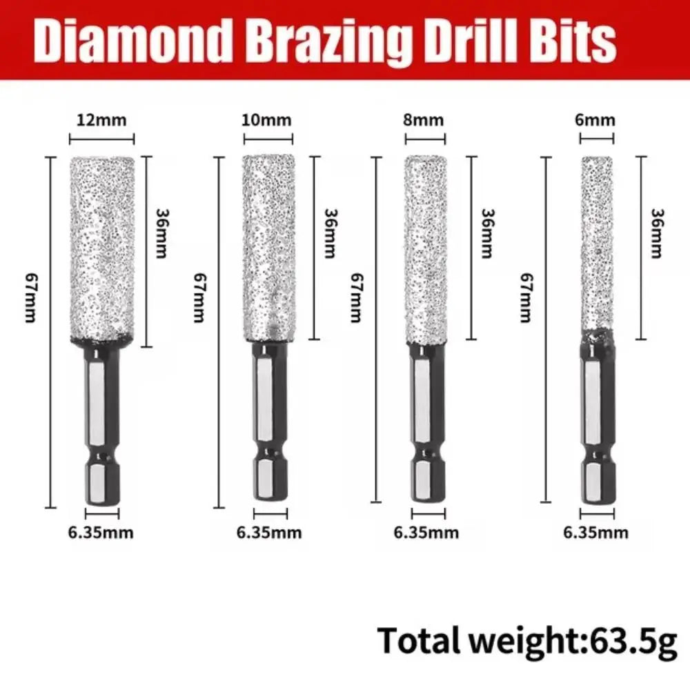 Diamond Drill Bits 6–12mm Hex Shank – Ceramic & Tile Hole Saw