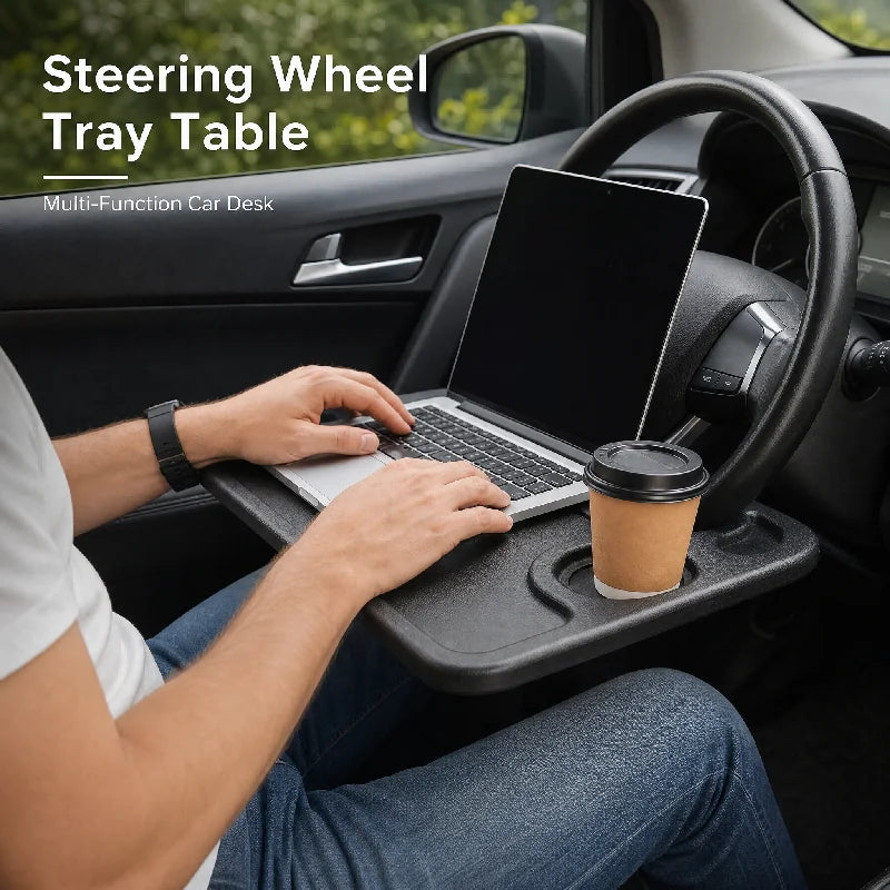 Car Steering Wheel Tray Desk – Laptop & Eating Stand