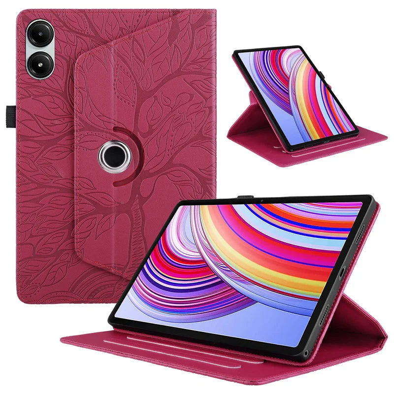 Xiaomi Redmi Pad 2 11" Case – Embossed Tree 360° Rotating Stand