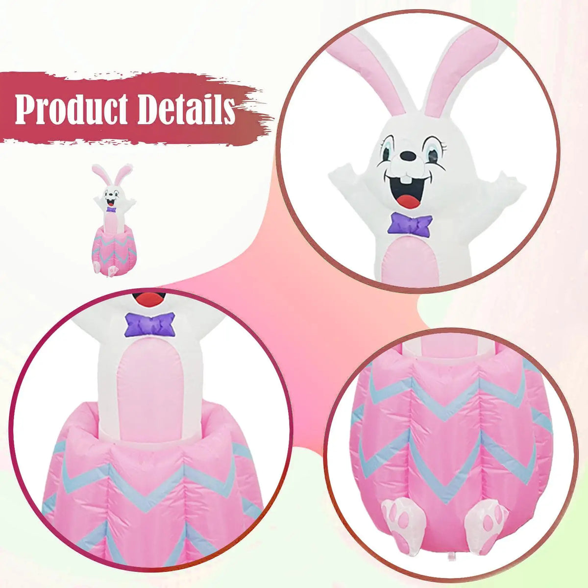 Giant Easter Bunny Inflatable Outdoor Decoration with LED Lights