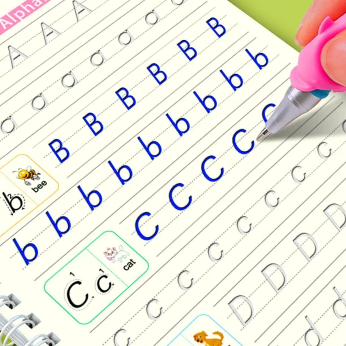 4-Pack Reusable Magic Groove Copybook – Kids Handwriting Set