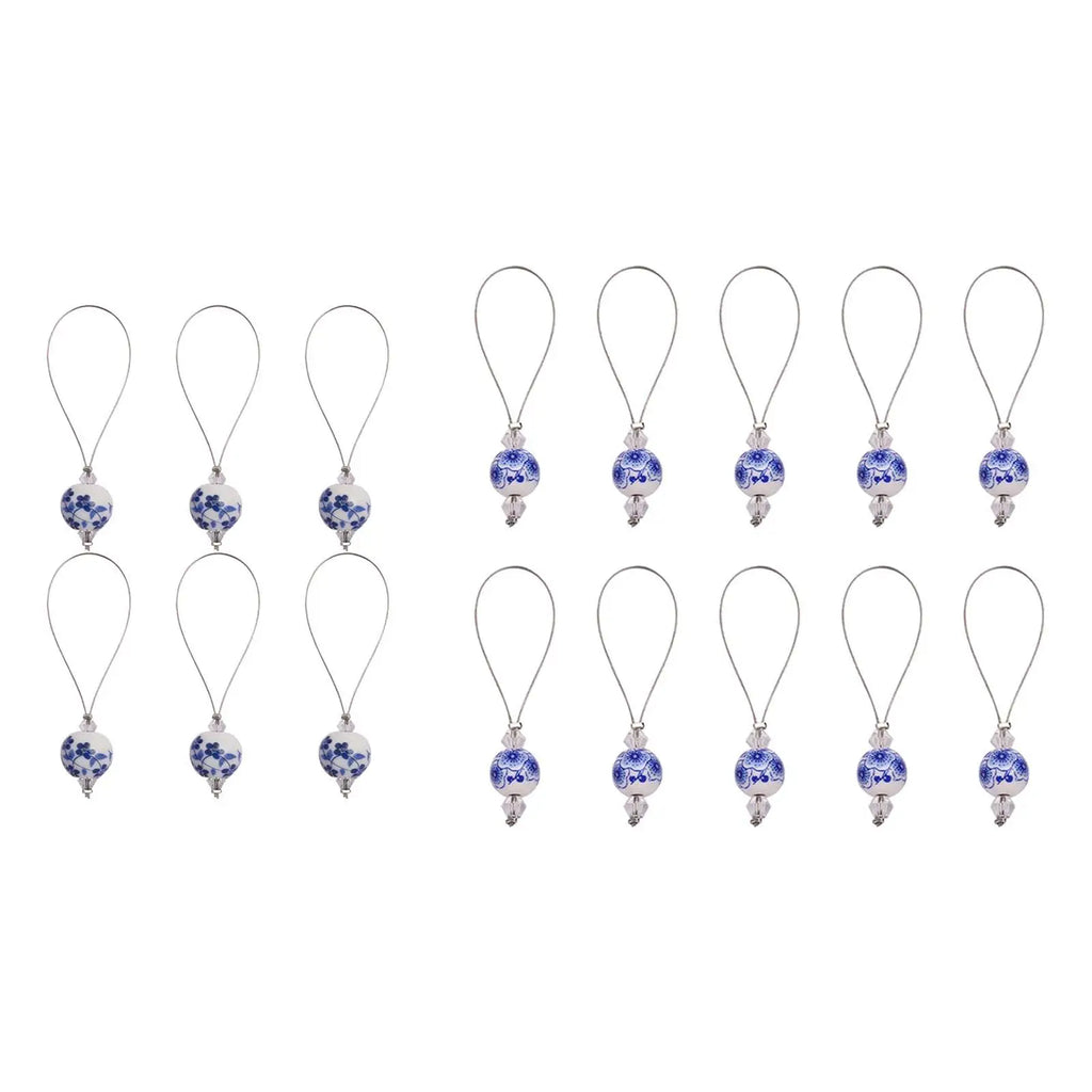 Blue & White Porcelain Knitting Stitch Markers | Set of 6 or 10