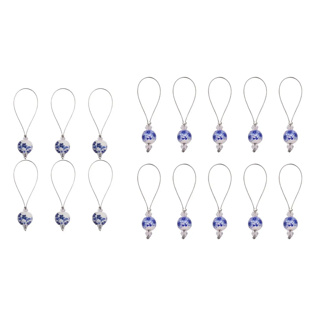 Blue & White Porcelain Knitting Stitch Markers | Set of 6 or 10