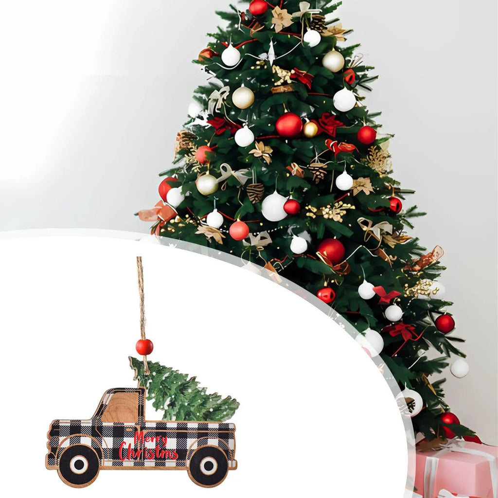 Rustic Wooden Car Hanging Ornament | Christmas Tree Decor