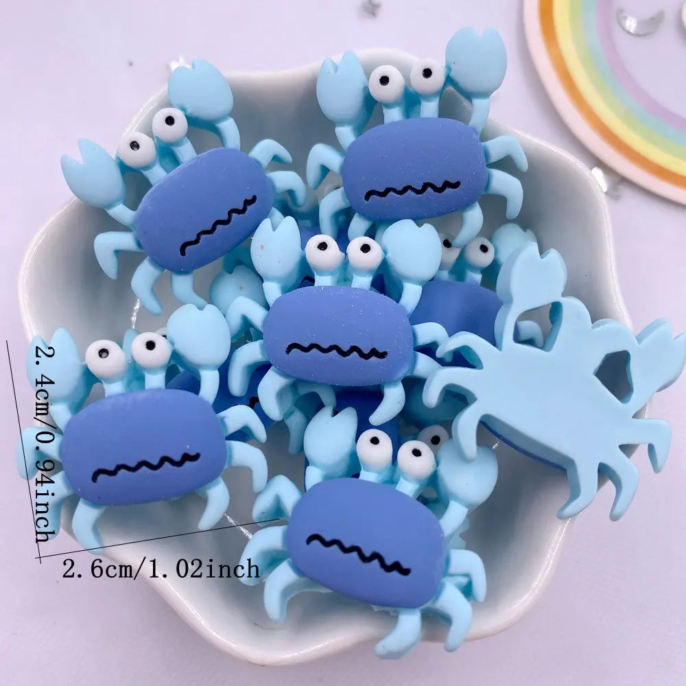10pcs Kawaii Resin Crab Flatback Cabochons – DIY Craft Decor