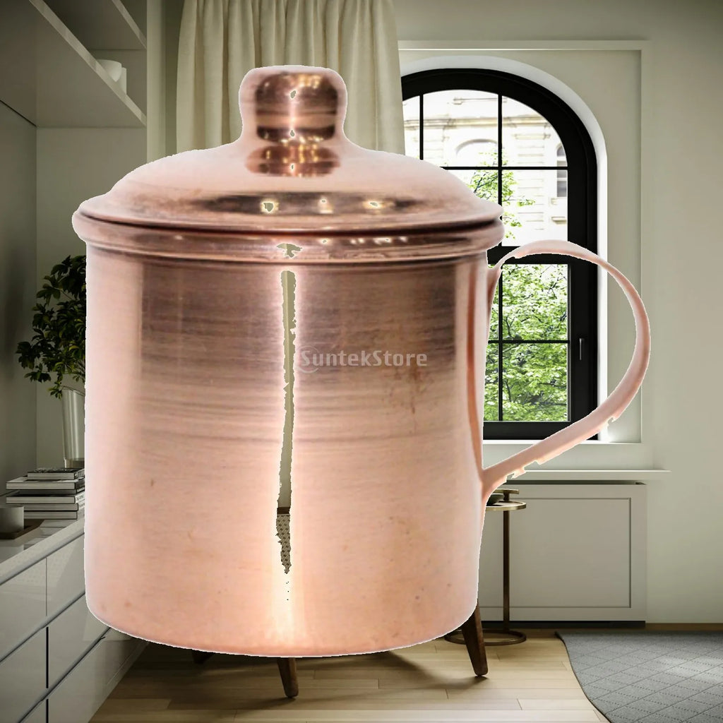 Retro Handmade Copper Mug with Lid & Handle – 300ml Cup