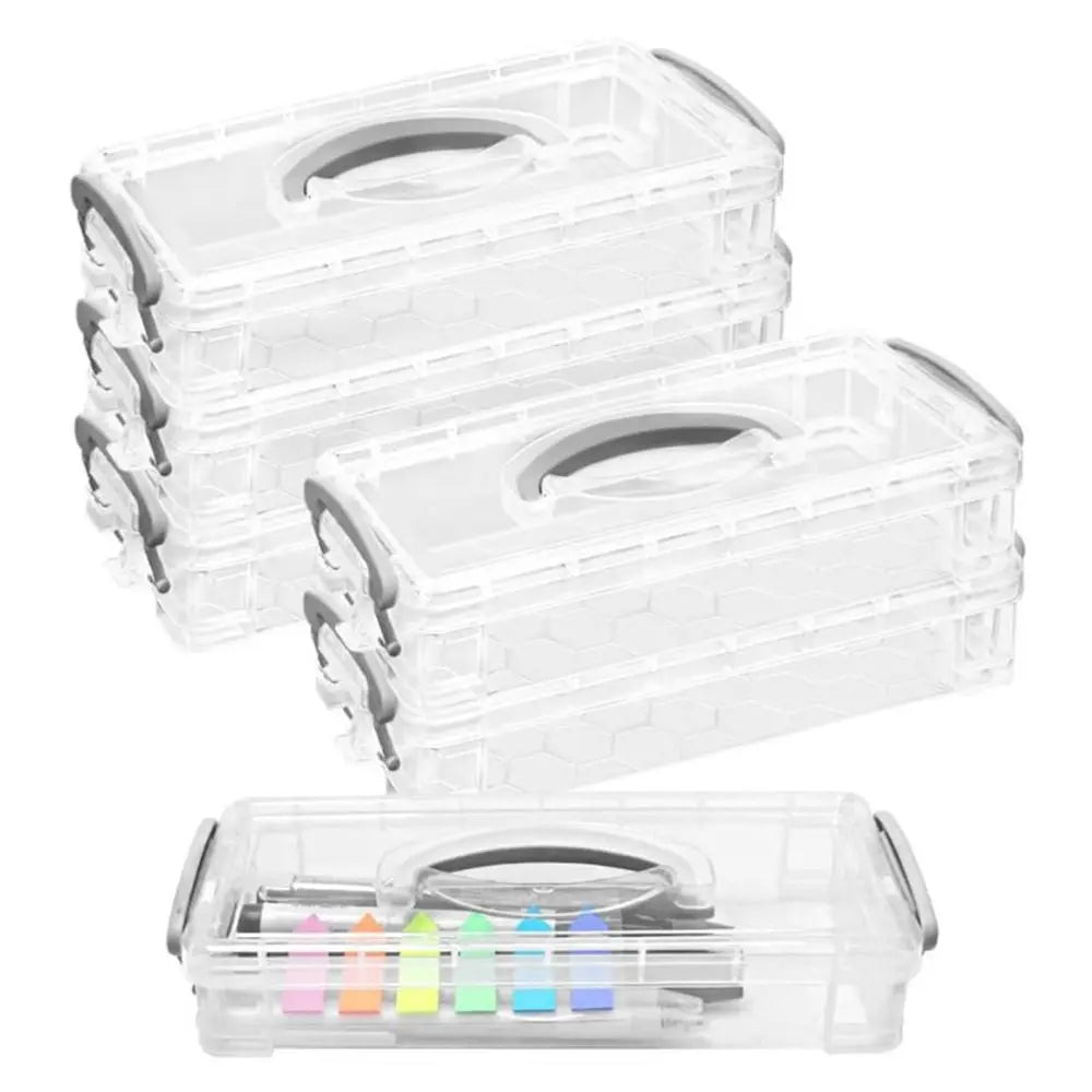 Multi-Layer Stackable Transparent Pencil Case – Marker & Brush Box