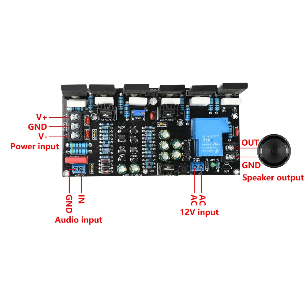 300W Mono Hi-Fi Amplifier Board 1943+5200 | Speaker Protection