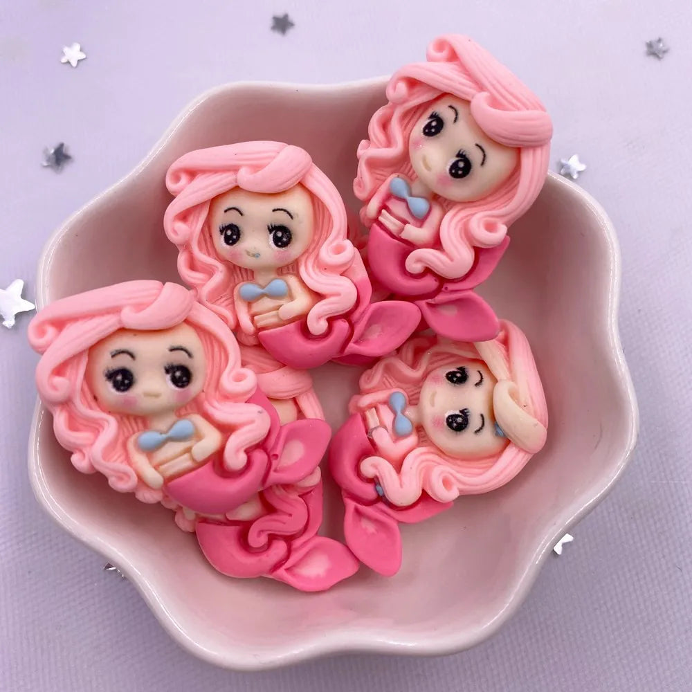 Kawaii Mermaid Princess Resin Flatback Figurines 10PCS | DIY Crafts