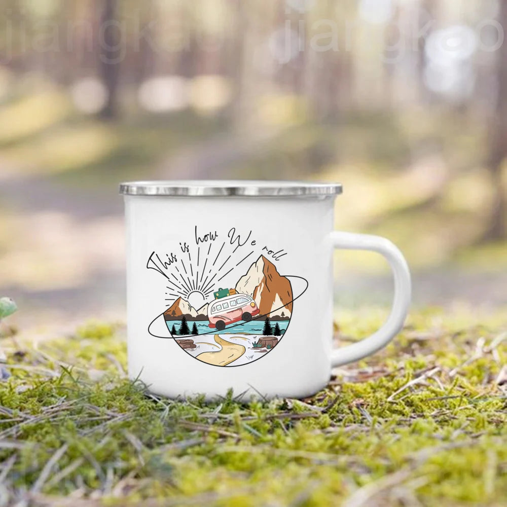 "This Is How We Roll" Camping Enamel Mug | Camper Gift