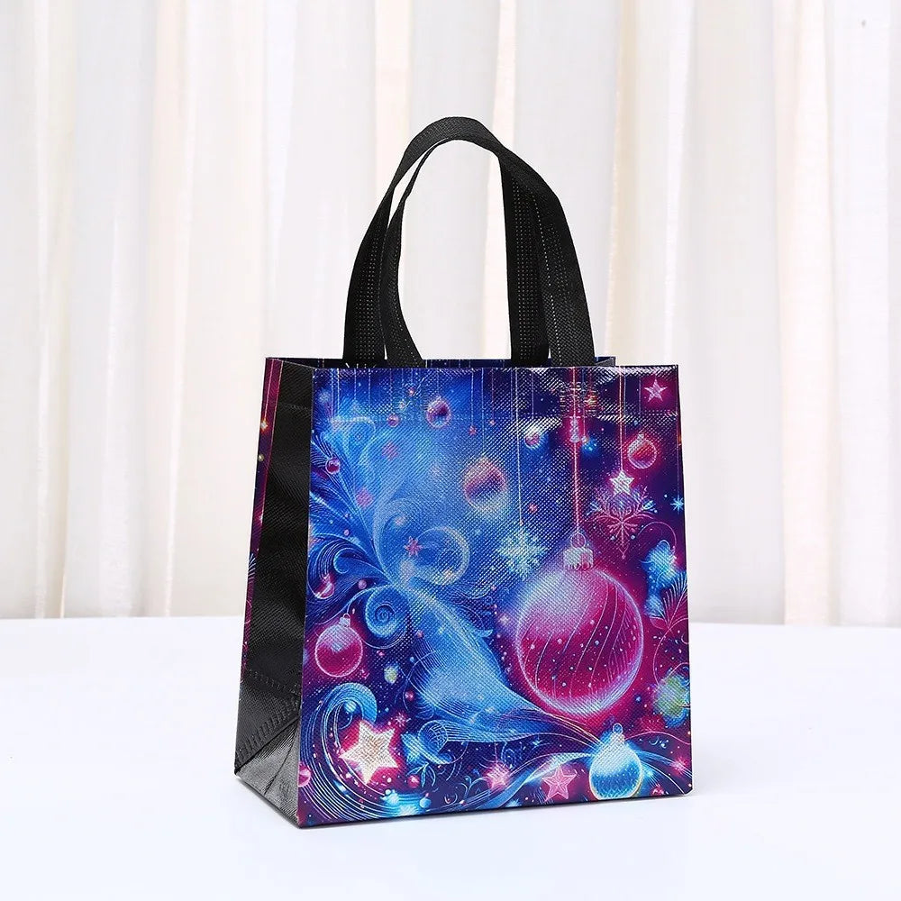 Christmas Non-Woven Tote Bag – Cartoon Santa Gift Bag