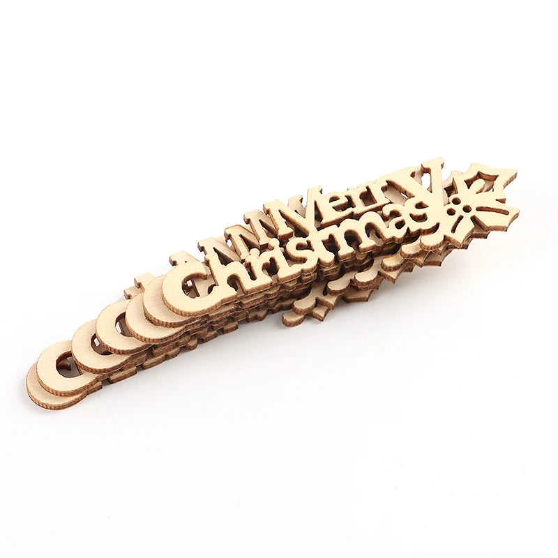 Wooden Merry Christmas Pendants Set of 10 – DIY Tree Ornaments