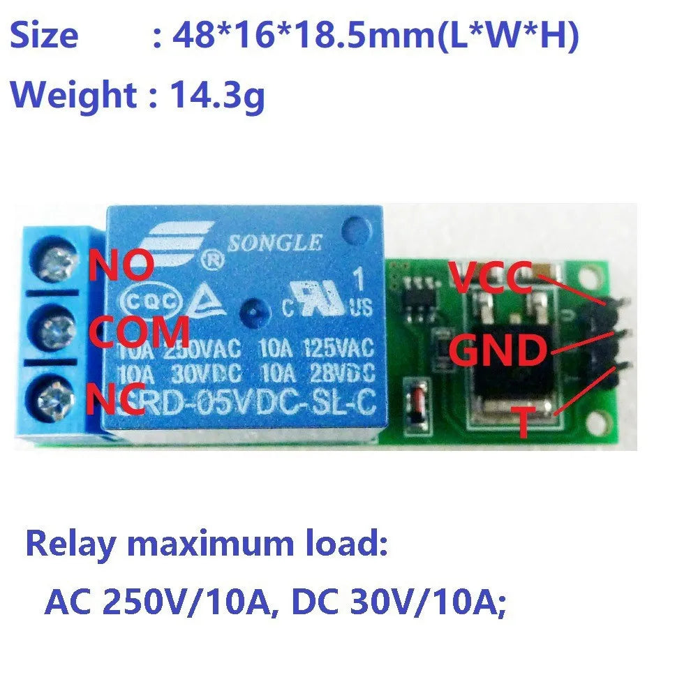 DC 6-24V 1-Channel Bistable Self-Locking Relay Module