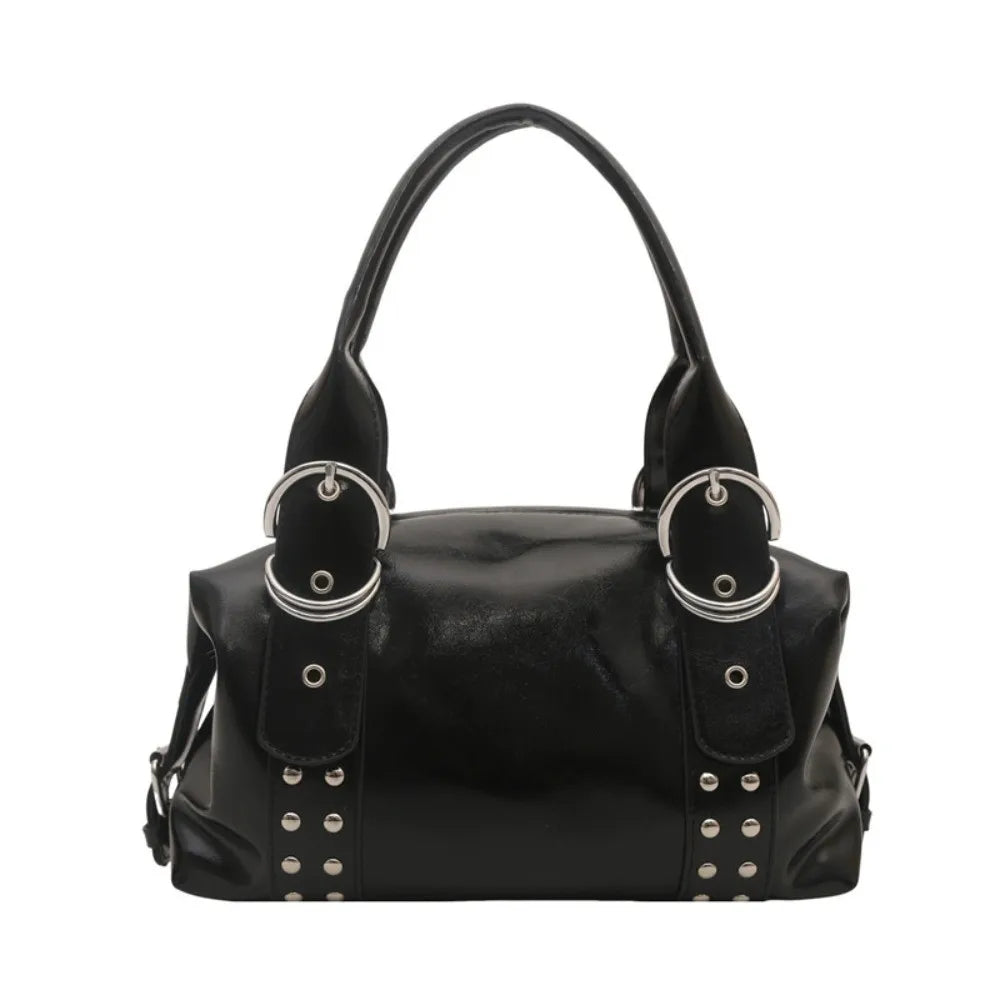 Y2K PU Leather Rivet Shoulder Bag – Women's Fashion Tote