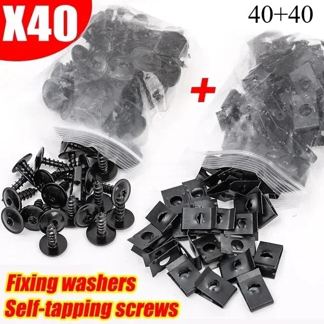 U-Shaped Metal Retaining Clips Kit with Self-Tapping Screws