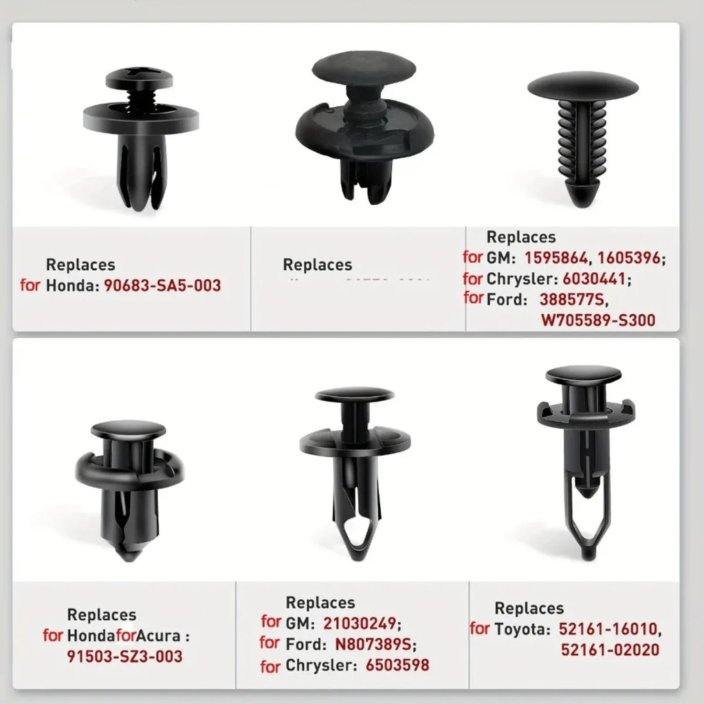 200pcs Car Bumper Push Rivet Clips 6–10mm Universal Mixed Set
