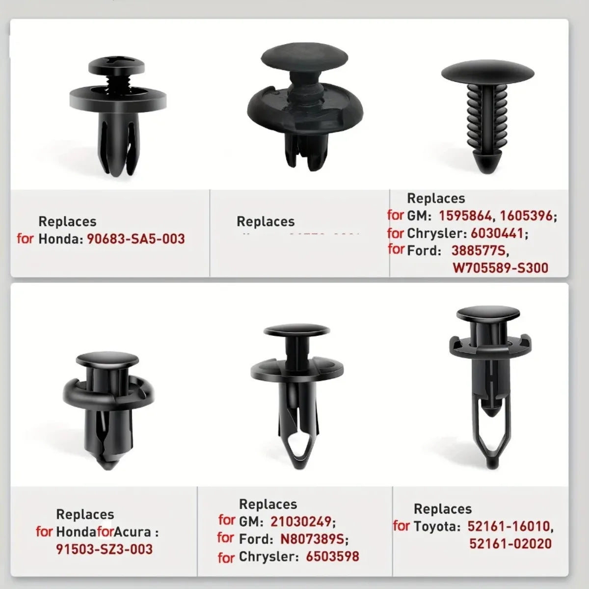 200pcs Car Bumper Push Rivet Clips 6–10mm Universal Mixed Set