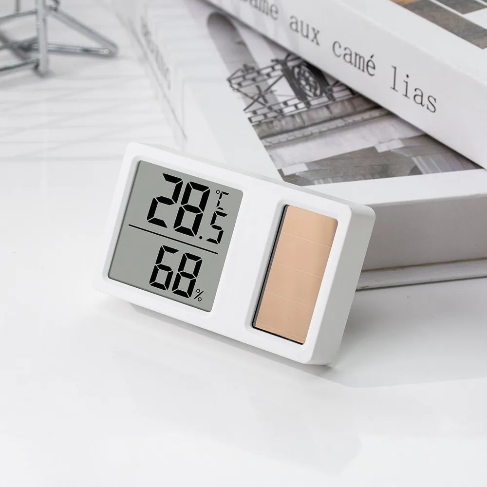 Solar Powered Digital Thermometer Hygrometer | Mini Indoor Gauge