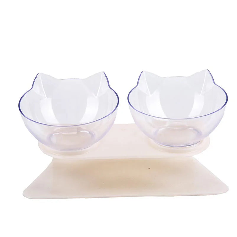 Tilted Transparent Cat Bowl – Splash-Proof & Non-Slip Feeder