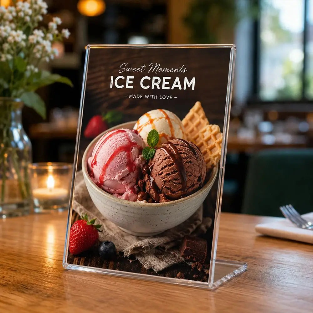 A4/A5 Clear Acrylic L-Type Table Sign & Menu Display Stand
