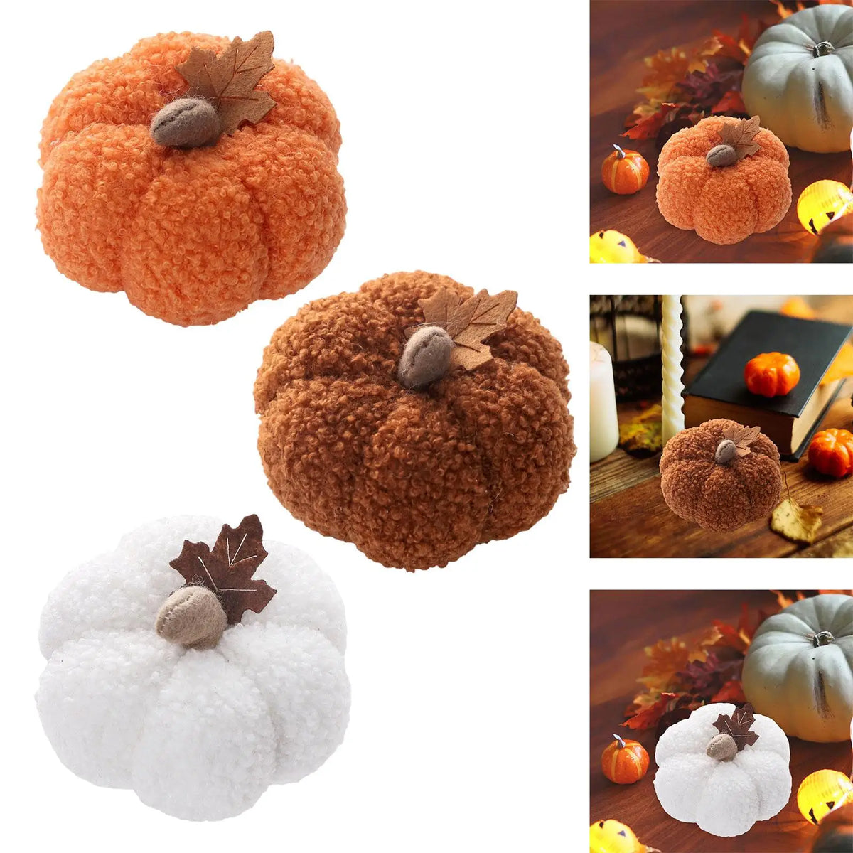 Velvet Artificial Pumpkin – Fall & Thanksgiving Tabletop Decor