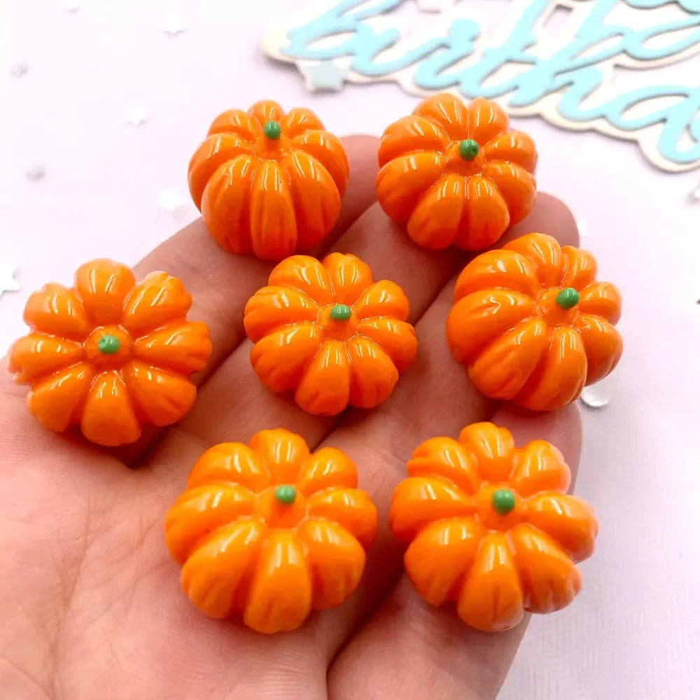 10PCS Resin 3D Pumpkin Flatback Figurines – Halloween DIY Crafts