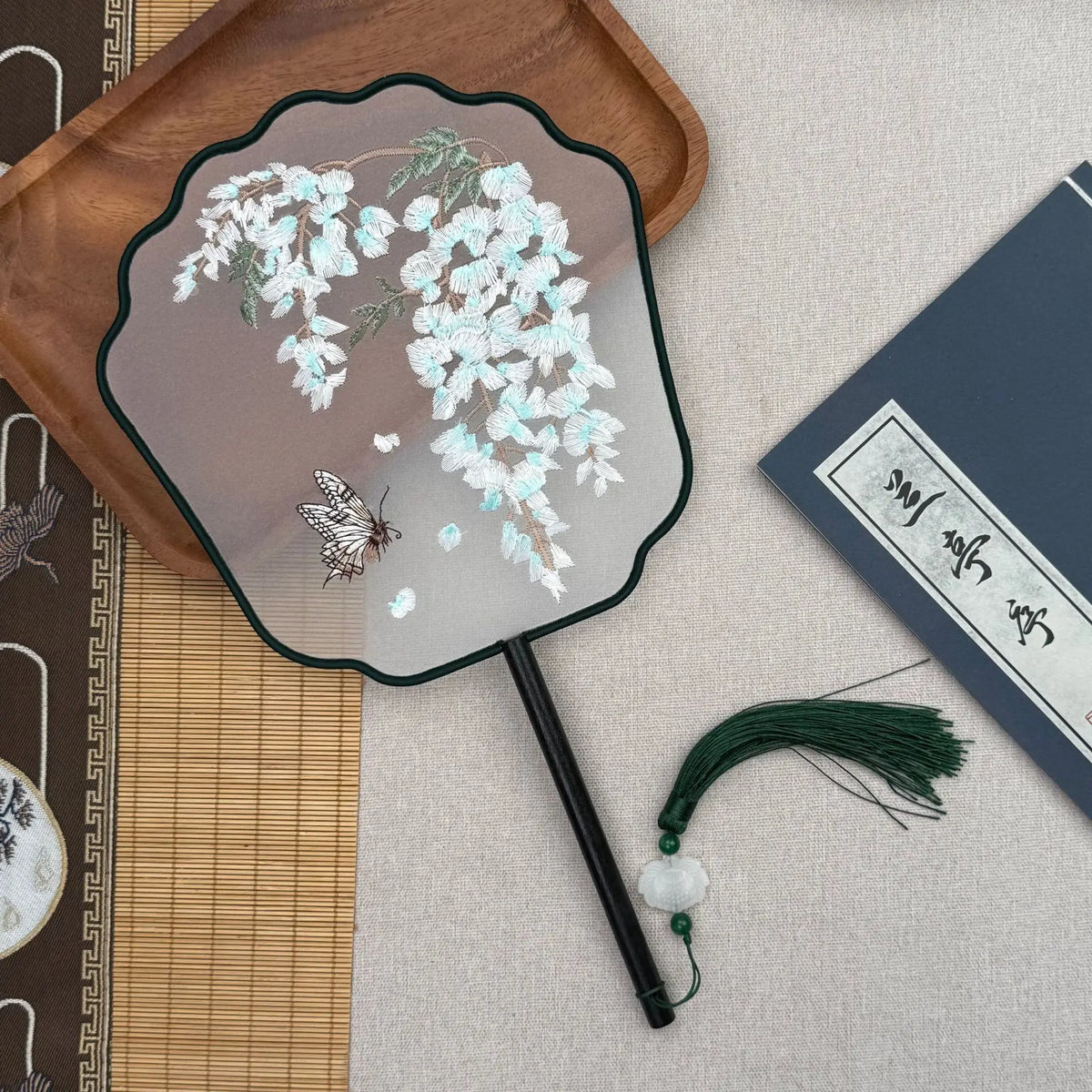 Chinese Embroidery Fan – Peony & Bird Ball Fan | Craft Decor