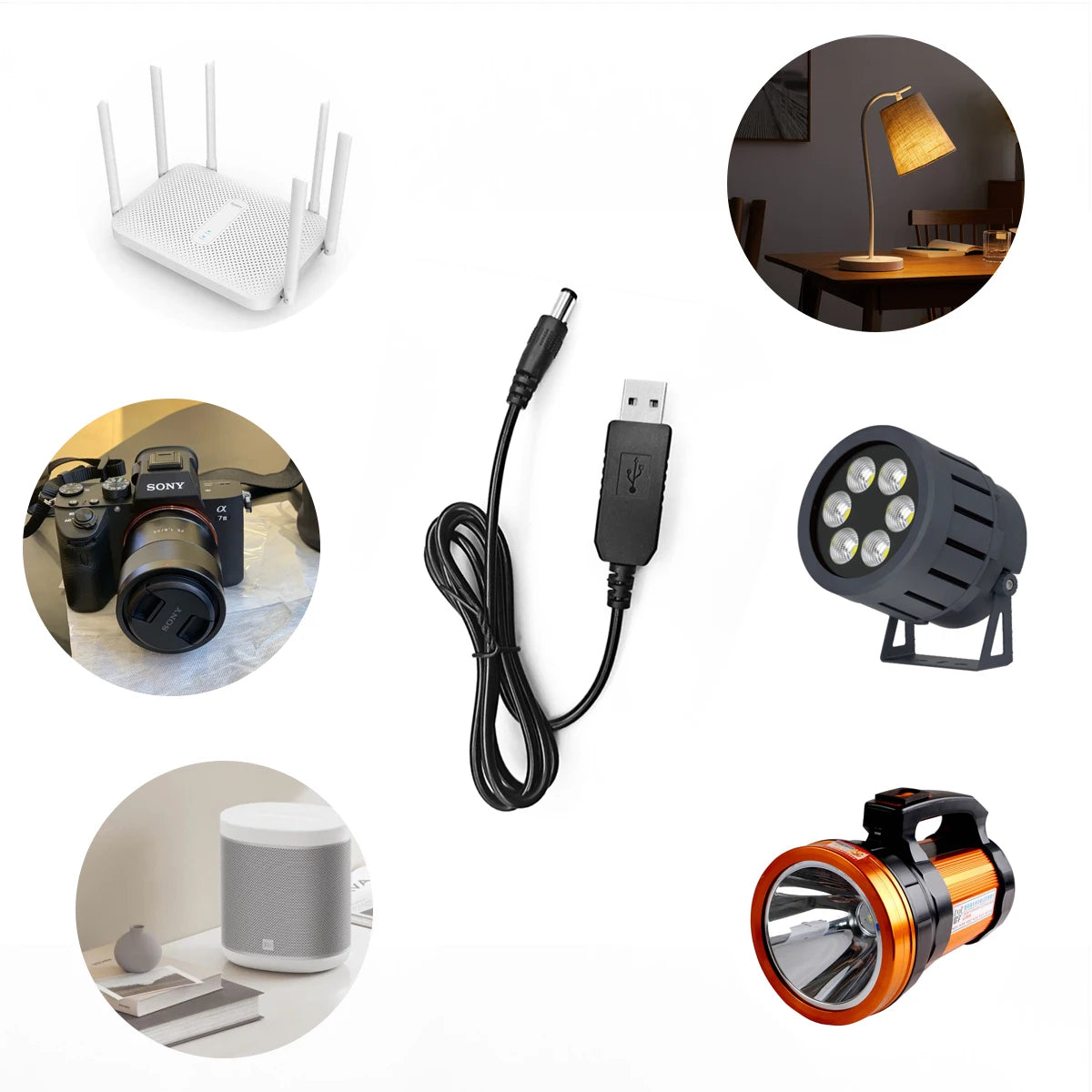 USB 5V to 12V Step-Up Boost Converter Adapter Cable – 5/10 Pcs