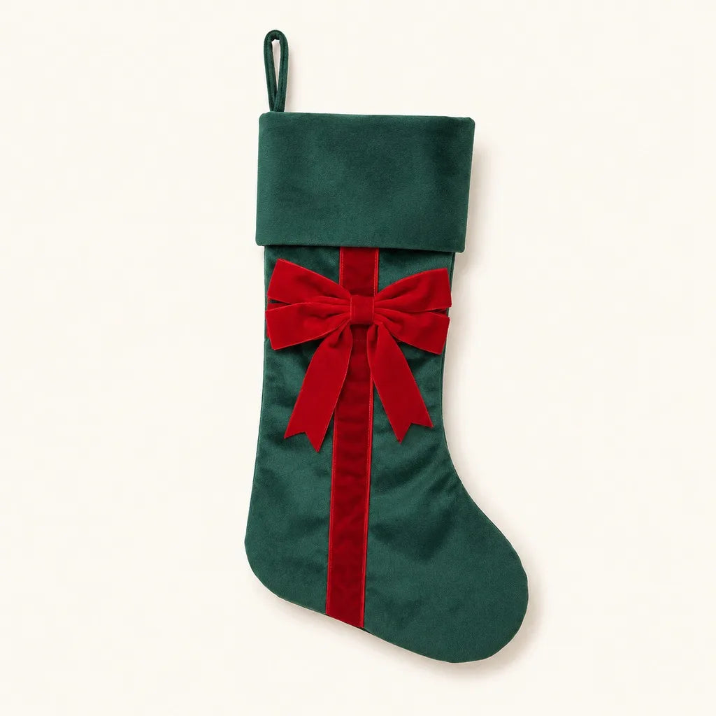 Velvet Christmas Stocking – Hanging Holiday Decoration & Gift Bag