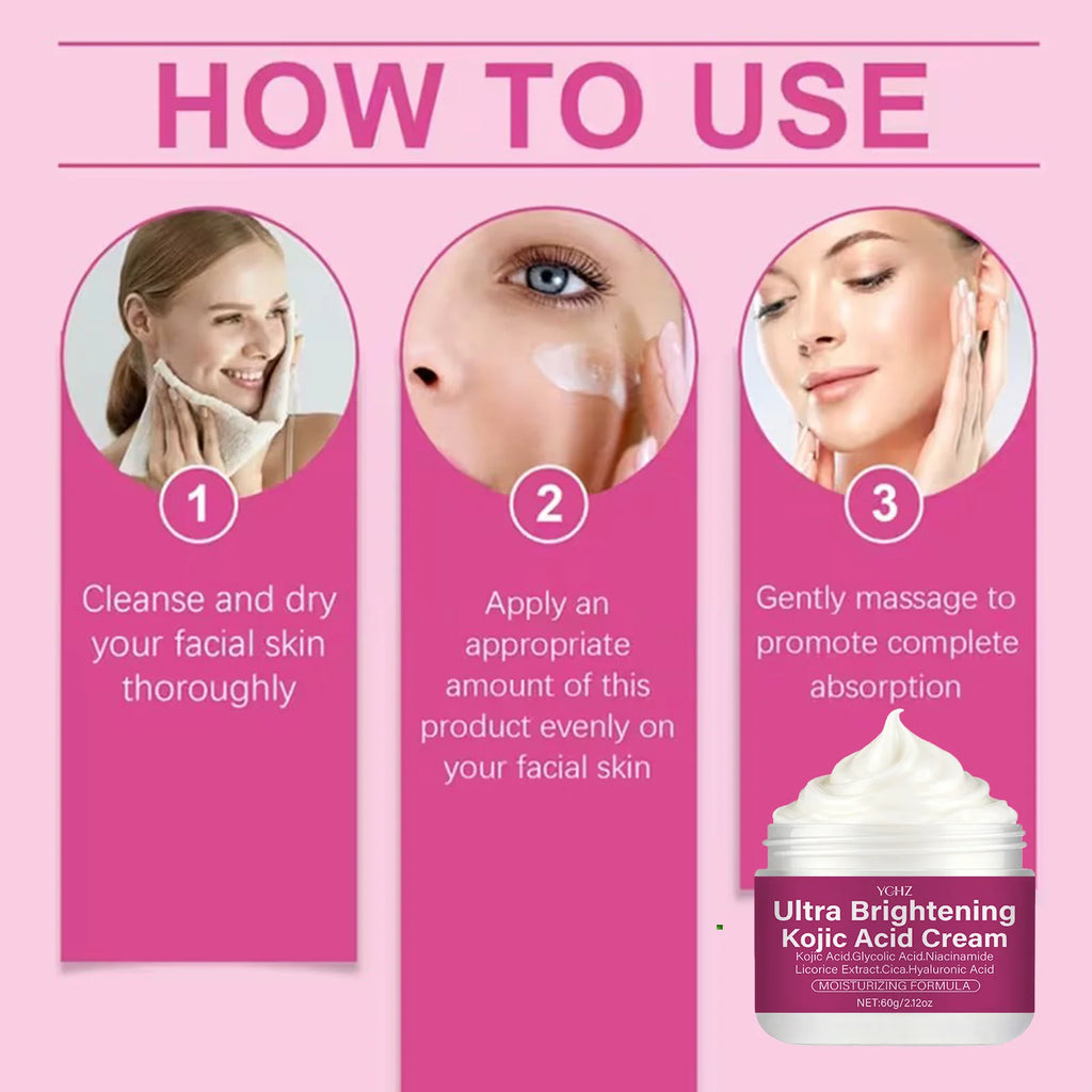 Kojic Acid Brightening Cream – Niacinamide, Vitamin C & E