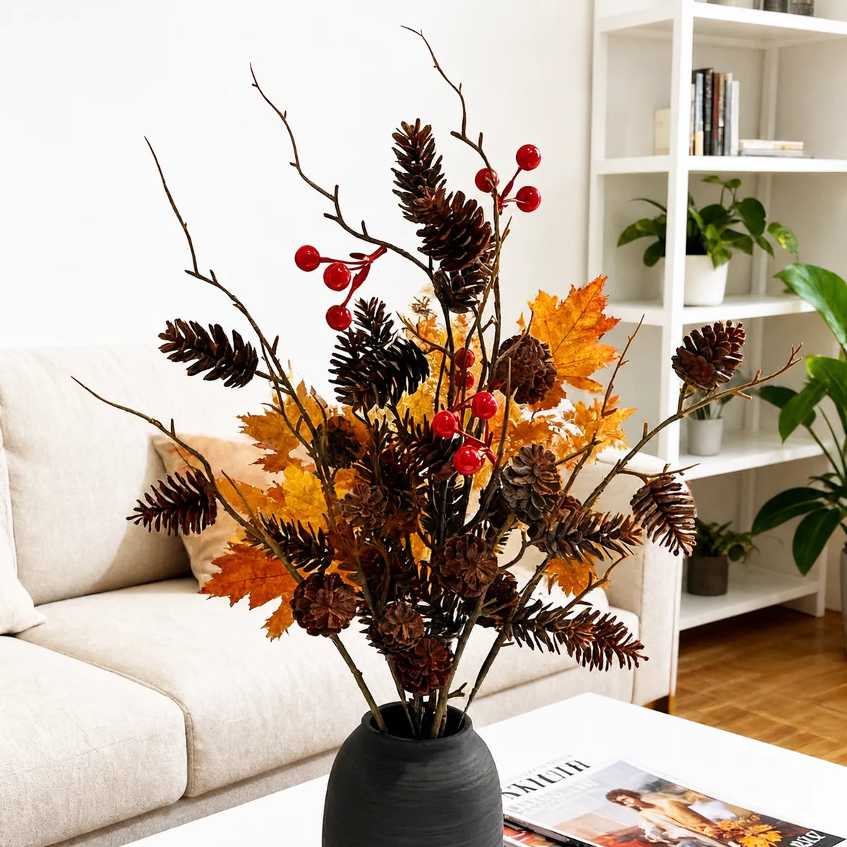 Artificial Christmas Pinecone Branch | Nordic Decorative Stem