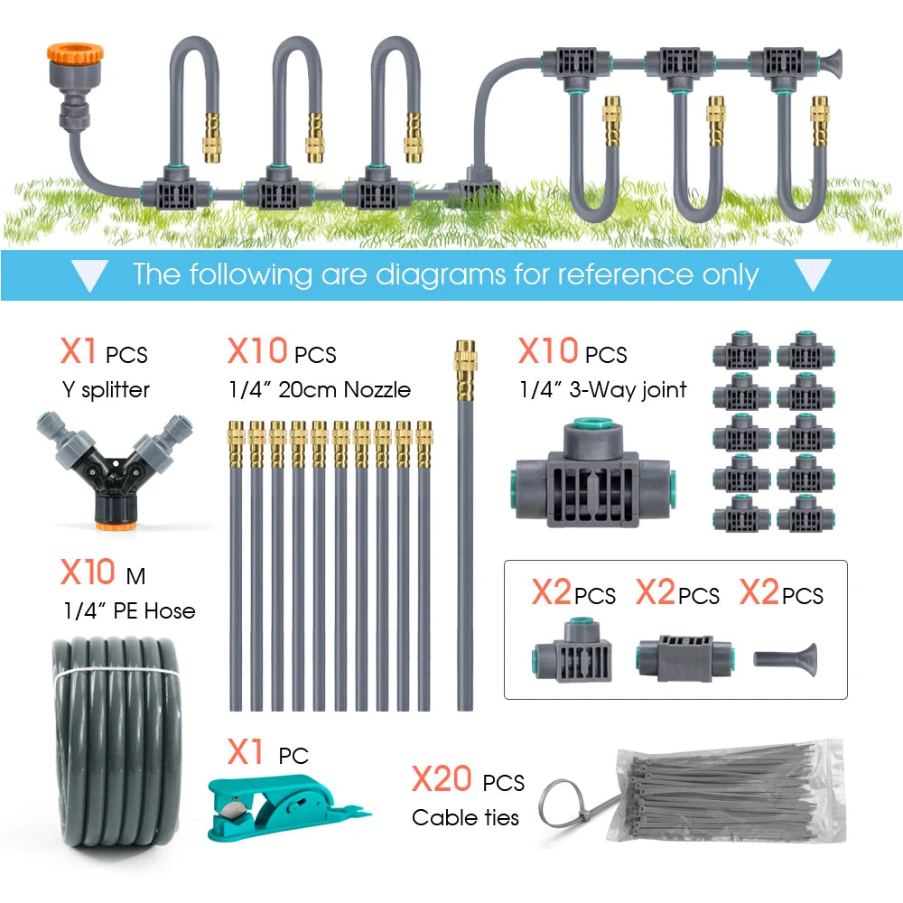 1/4" 360° Rotary Brass Nozzle Drip Irrigation Kit – Auto Misting