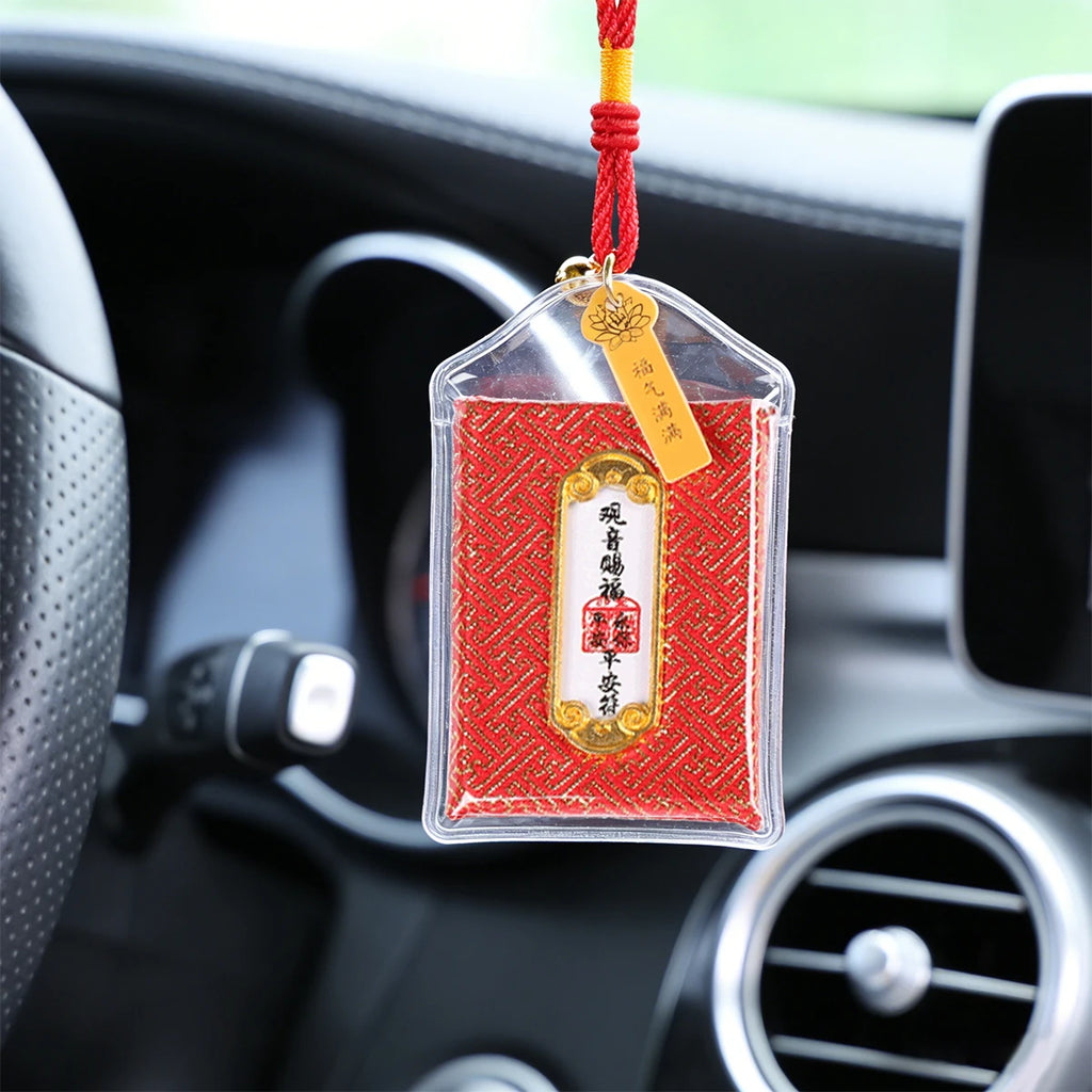 Buddhist Blessing Amulet Pouch – Lucky Talisman Car Ornament