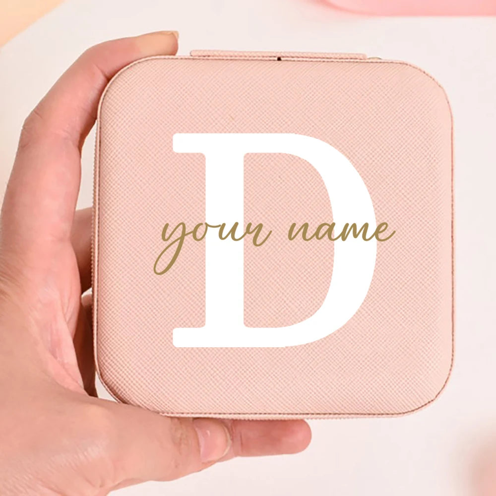 Personalized Faux Leather Jewelry Box – Custom Name & Initial