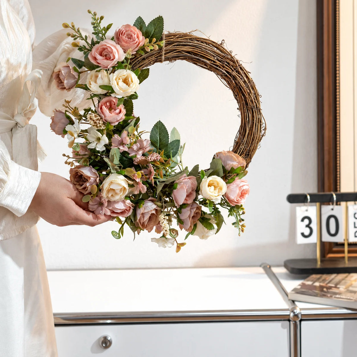 Rustic Hydrangea Rose Wall Wreath | Front Door & Wedding Decor