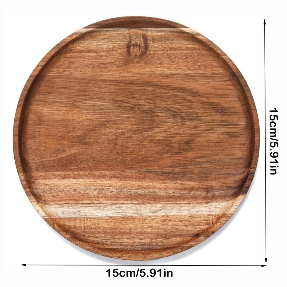 Round Wooden Serving Tray – Vintage Décor & Dessert Platter