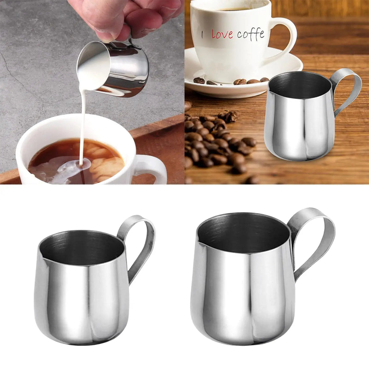 2-Pack Stainless Steel Milk Frothing Pitcher – Latte & Espresso