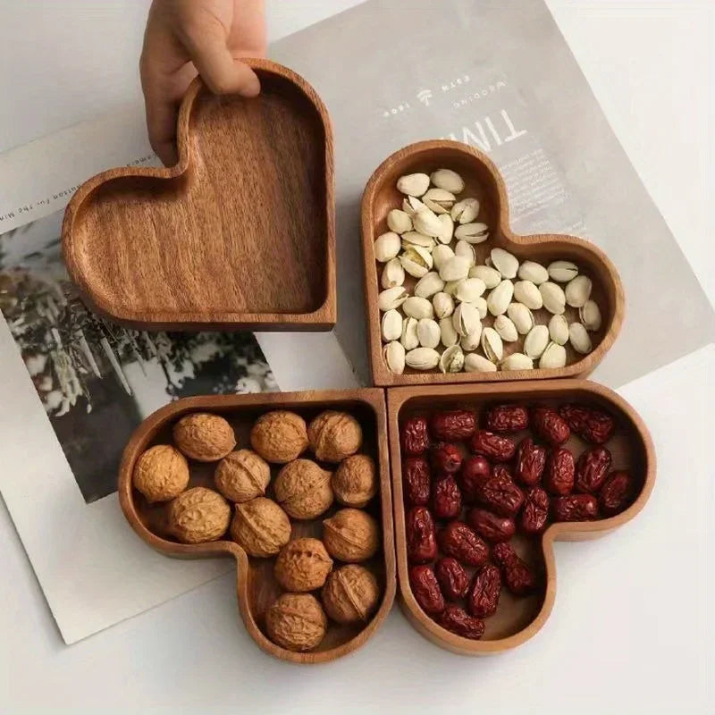 Heart-Shaped Solid Wood Walnut Serving Tray – Candy & Snack Platter