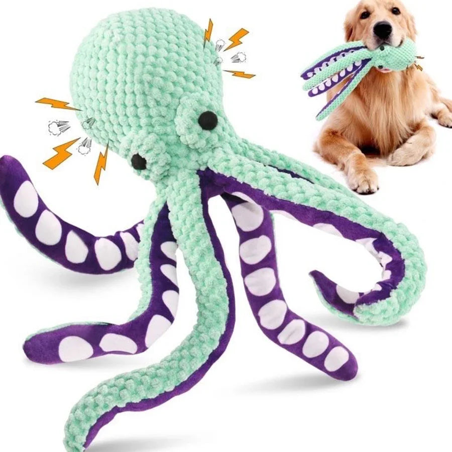 Dog Plush Squeaky Octopus Toy – Interactive Pet Play Toy