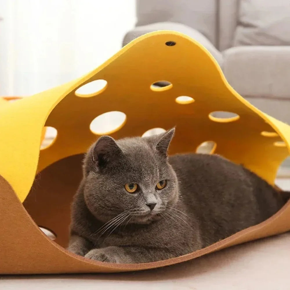 Modular Felt Cat Tunnel – Collapsible Interactive Kitten Play House