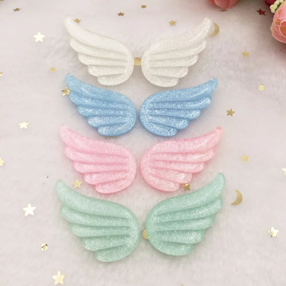 Glitter Wings Flat Back Resin Cabochons | DIY Craft Embellishments