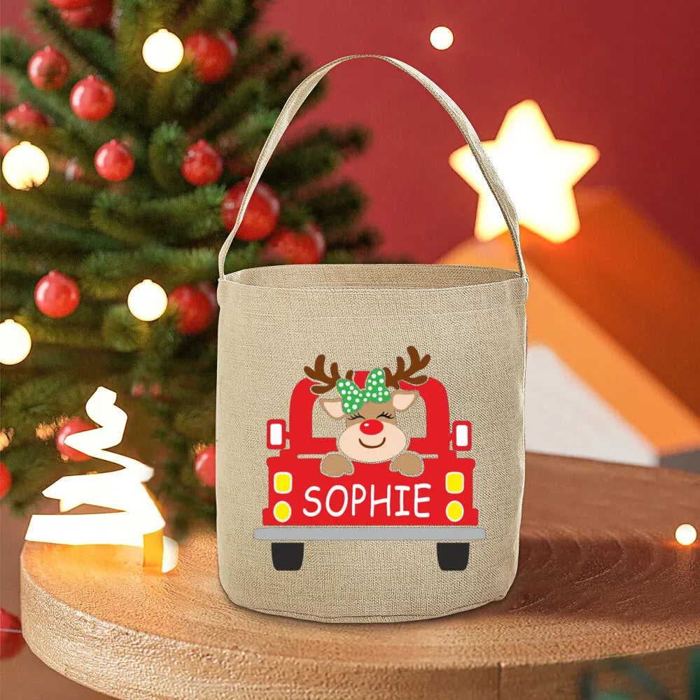 Personalised Deer Christmas Sack Bag | Kids Xmas Gift Tote
