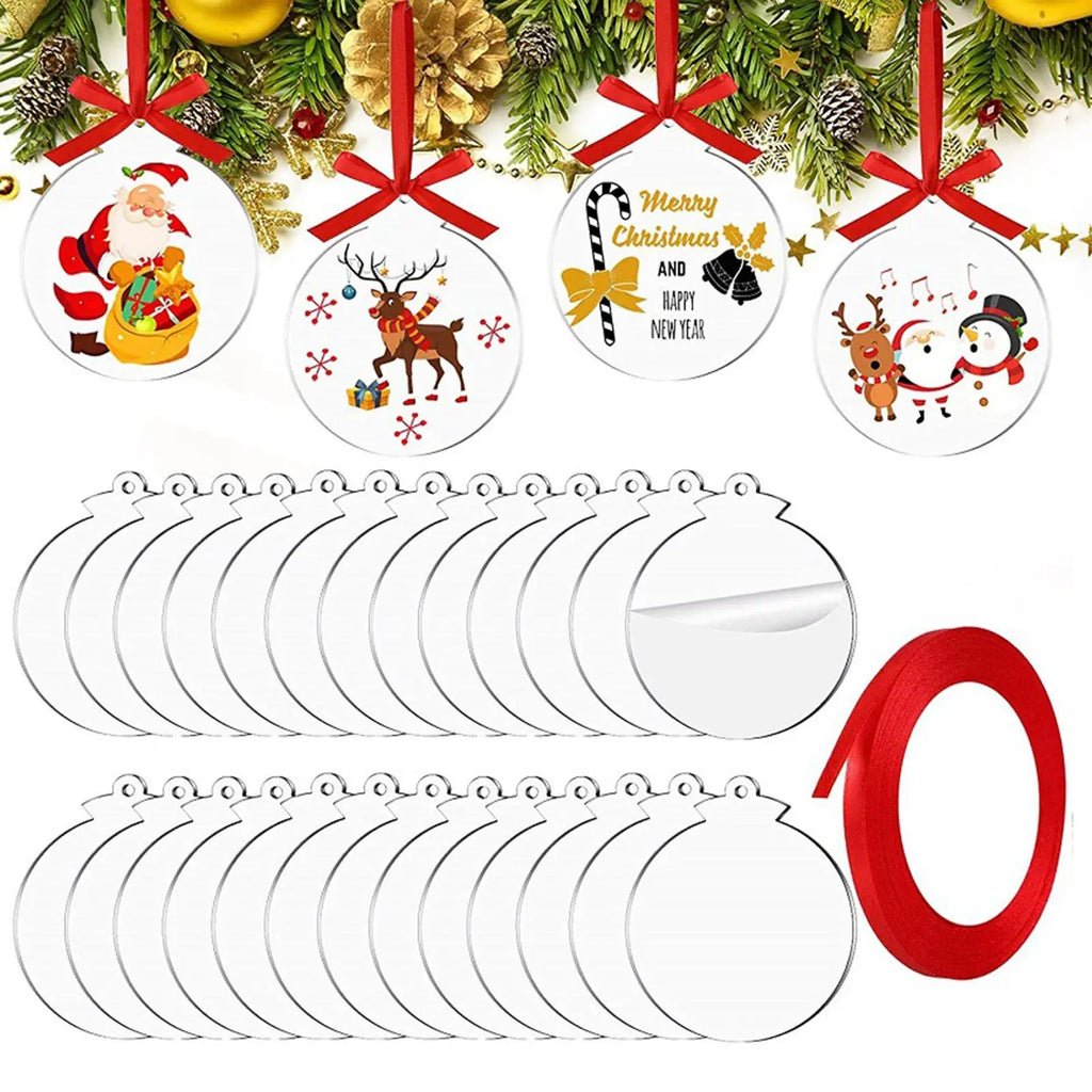 30-Pack Blank Clear Acrylic Christmas Ornaments – 3" DIY Discs