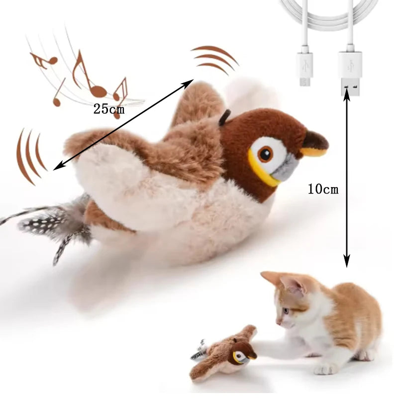 Plush Flapping Shaky Bird Cat Toy – Bite-Resistant Sparrow