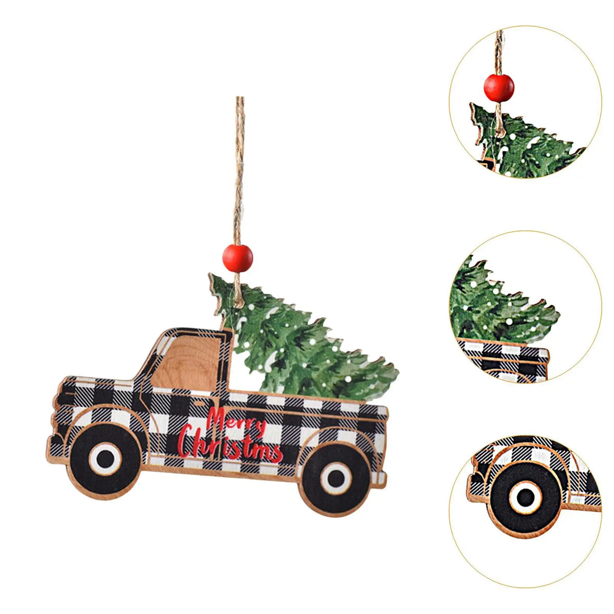 Rustic Wooden Car Hanging Ornament | Christmas Tree Decor
