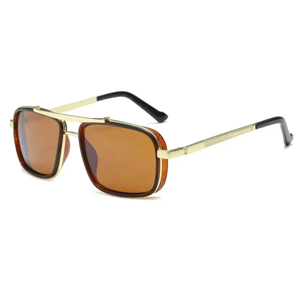 Polarized Steampunk Square Sunglasses – UV400 Vintage Shades
