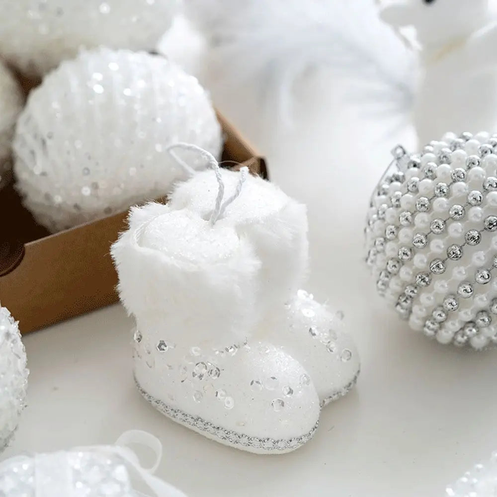 Sequin Foam Christmas Ball Ornaments 8cm – Gold & Silver Baubles